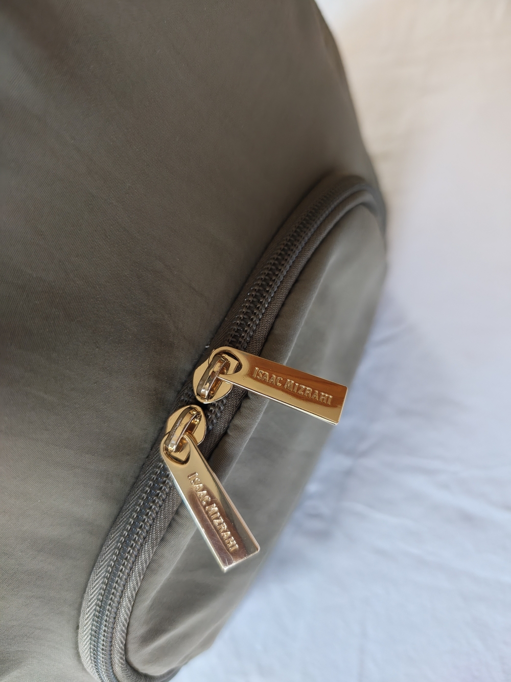 Isaac Mizrahi Taupe Backpack with Gold Hardware - Picture 2 of 13